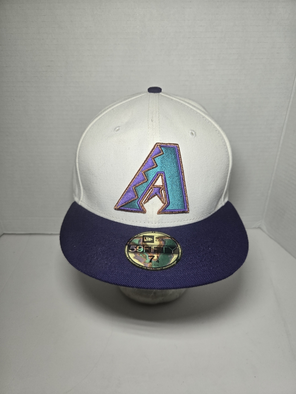 New Era White and Purple Arizona 'A' 59FIFTY Fitted Cap